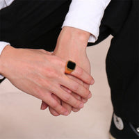 New Male Punk Rock Smooth 316L Stainless Steel Cubic Zircon Ring For Men Hip Hop Party Male Wedding Jewelry
