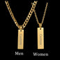 Personalized Engrave Name Square Pendant Necklace Bracelet Stainless Steel Custom Date Text ID Bar Choker Jewelry - NATASHAHS