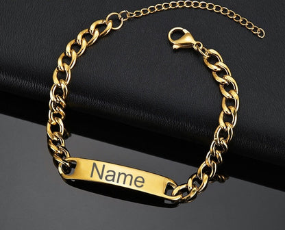 Custom Name Bracelets Stainless Steel Engrave Date Bracelet Personalized Bangles Women Men ID Memory Jewelry Gift - NATASHAHS