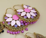Metallic flower design Earrings - NATASHAHS
