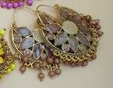Metallic flower design Earrings - NATASHAHS