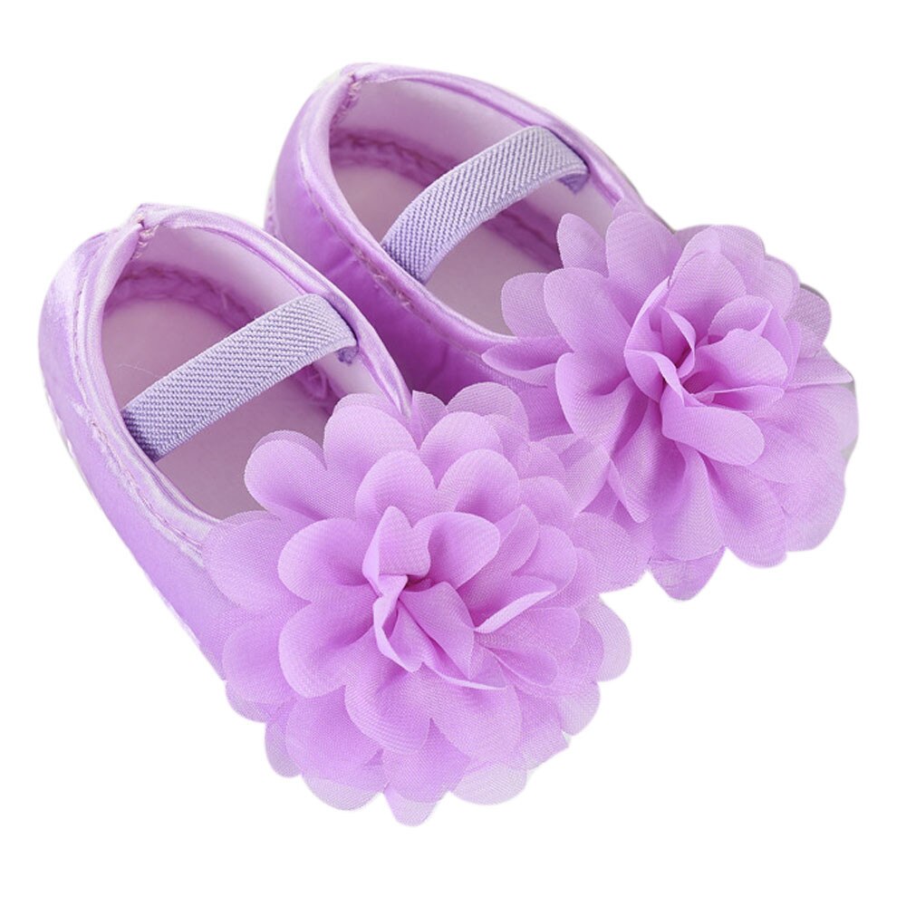 Toddler Kid Baby Girl Chiffon Flower Solid Elastic Band Newborn Walking Shoes Anti-slip Design Comfortable 20190319