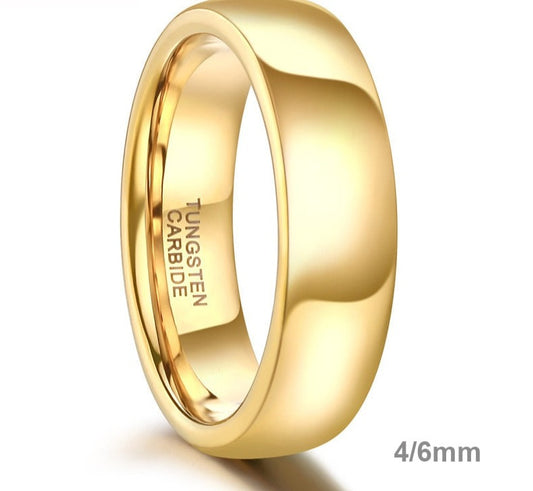 Gold Color Tungsten Ring Couple for Men Women Classic Wedding/Engagement Band 4/6mm Special Write Engraving Name/Logo/Date