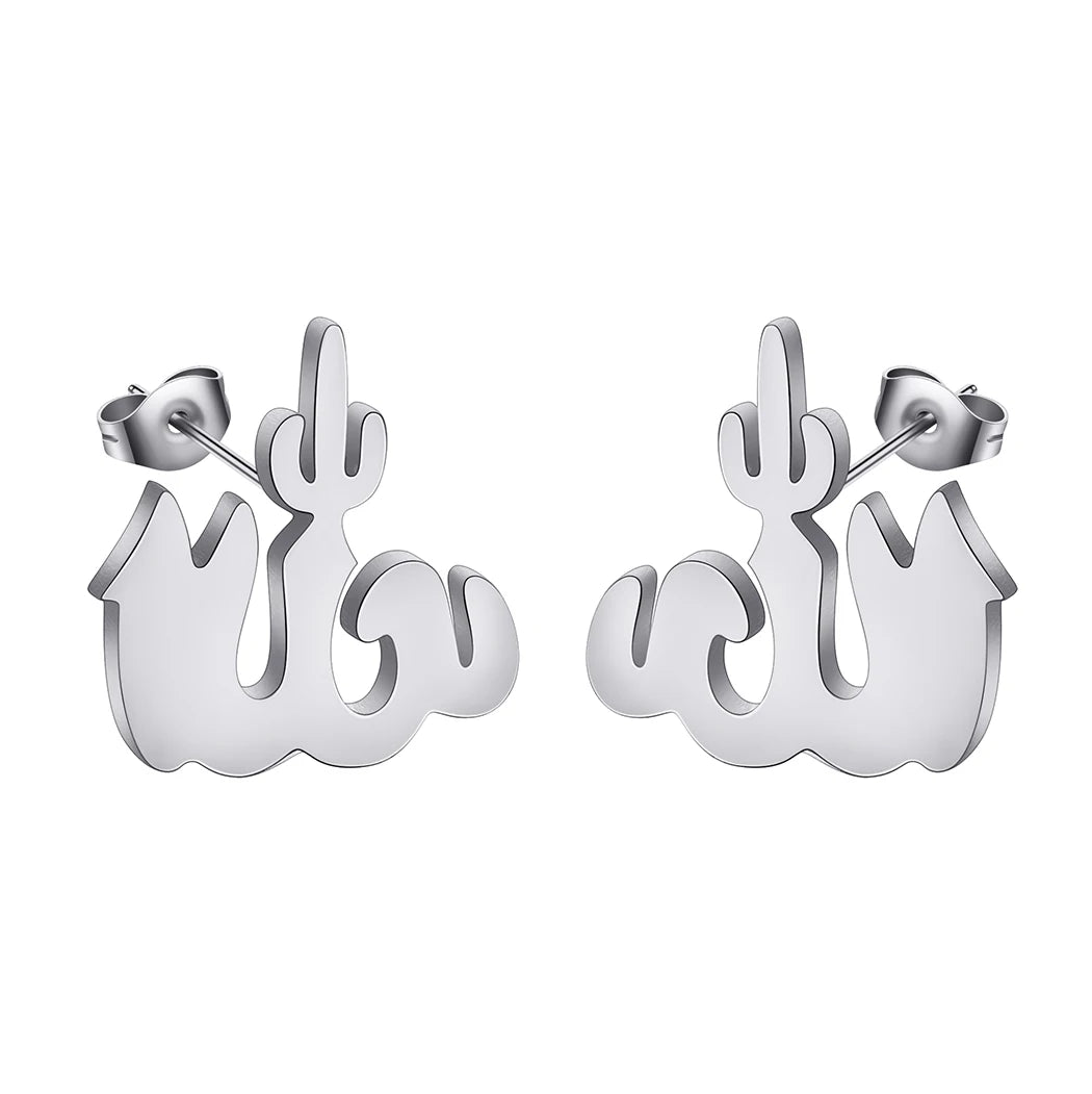 Stainless Steel Allah Islamic Symbol Earrings Men Women Ancient Muslim Jewelry Allah Stud Earrings Best Gift - AliExpress