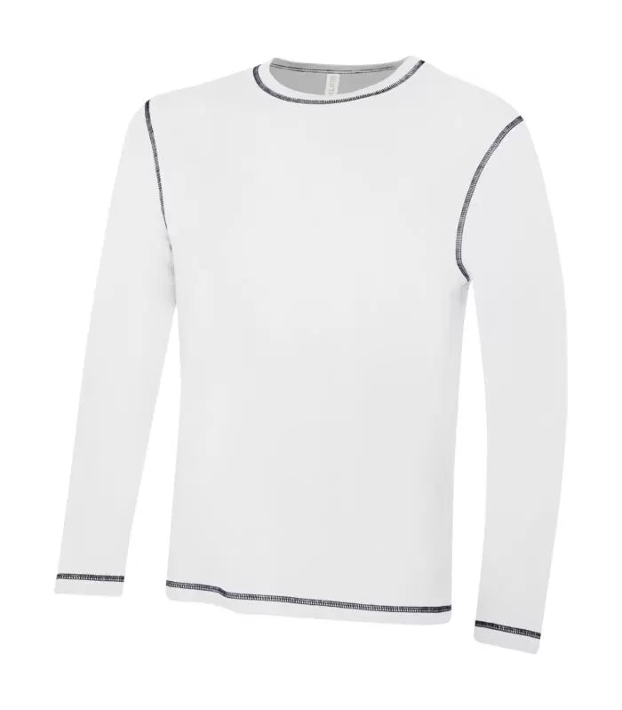 White color ATC™ EUROSPUN® RING SPUN CONTRAST STITCH LONG SLEEVE TEE - NATASHAHS