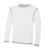 White color ATC™ EUROSPUN® RING SPUN CONTRAST STITCH LONG SLEEVE TEE