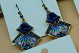 Golden metallic earrings with acrylic art - NATASHAHS