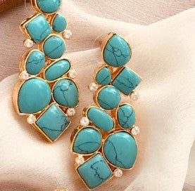Stone Studded Long & Big Earrings - NATASHAHS