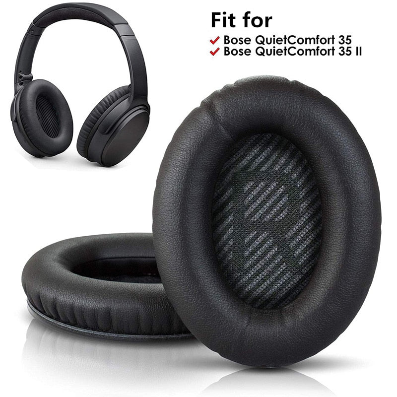 زوج من وسائد الأذن البديلة لسماعات الرأس BOSE QC35 من Quiet Comfort 35 &amp; 35 ii، وسائد أذن من إسفنج الذاكرة عالية الجودة مع قضيب تثبيت