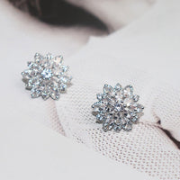 Natashahs Zircon Sun Flower Stud Earrings Cubic Zirconia Flowers Stud Earrings For Women - NATASHAHS