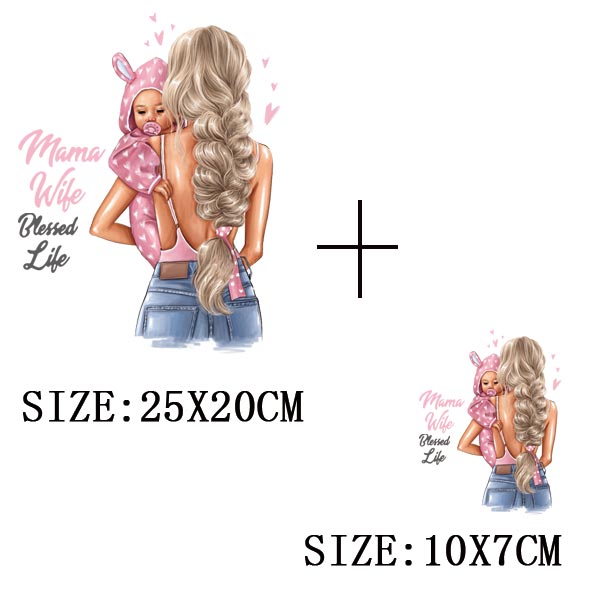 Russian Mom&Father Patches For Clothing DIY T-shirt Patches Iron On Heat Transfers Daughter&Son Thermal Sticker On Clothes - NATASHAHS