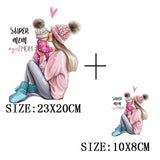 Russian Mom&Father Patches For Clothing DIY T-shirt Patches Iron On Heat Transfers Daughter&Son Thermal Sticker On Clothes - NATASHAHS