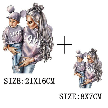 Russian Mom&Father Patches For Clothing DIY T-shirt Patches Iron On Heat Transfers Daughter&Son Thermal Sticker On Clothes - NATASHAHS