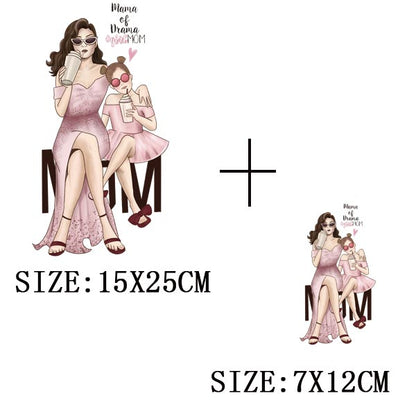 Russian Mom&Father Patches For Clothing DIY T-shirt Patches Iron On Heat Transfers Daughter&Son Thermal Sticker On Clothes - NATASHAHS