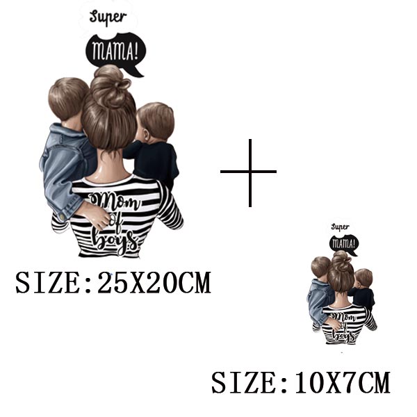 Russian Mom&Father Patches For Clothing DIY T-shirt Patches Iron On Heat Transfers Daughter&Son Thermal Sticker On Clothes - NATASHAHS