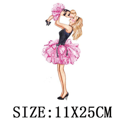 Russian Mom&Father Patches For Clothing DIY T-shirt Patches Iron On Heat Transfers Daughter&Son Thermal Sticker On Clothes - NATASHAHS