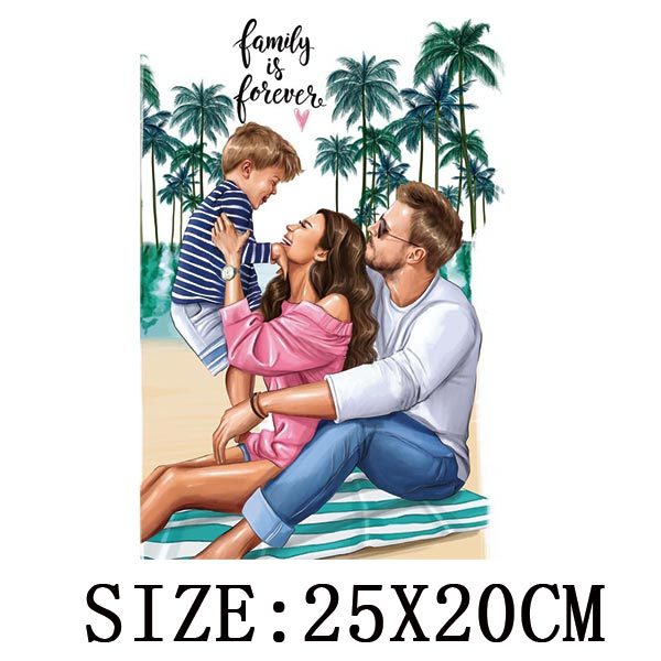 Russian Mom&Father Patches For Clothing DIY T-shirt Patches Iron On Heat Transfers Daughter&Son Thermal Sticker On Clothes - NATASHAHS