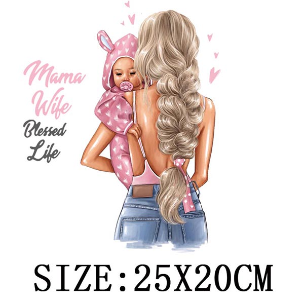 Russian Mom&Father Patches For Clothing DIY T-shirt Patches Iron On Heat Transfers Daughter&Son Thermal Sticker On Clothes - NATASHAHS