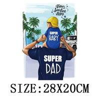 Russian Mom&Father Patches For Clothing DIY T-shirt Patches Iron On Heat Transfers Daughter&Son Thermal Sticker On Clothes - NATASHAHS