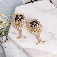 Natashahs Shiny Classic Rhinestone Crystal Earring Brincos Simple Geometric Red Wine Cup Drop Earrings For Women Girls Jewelry Gifts - NATASHAHS
