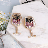 Natashahs Shiny Classic Rhinestone Crystal Earring Brincos Simple Geometric Red Wine Cup Drop Earrings For Women Girls Jewelry Gifts - NATASHAHS
