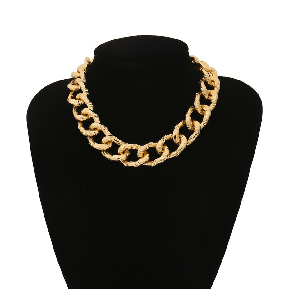 Exaggerated Cuban Big Chunky Chain Necklace & Pendant Bracelet - NATASHAHS