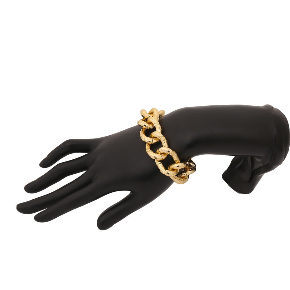 Exaggerated Cuban Big Chunky Chain Necklace & Pendant Bracelet - NATASHAHS