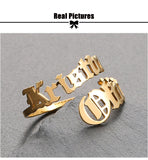 Personalized Name Rings Custom 17 Font Letter Adjustable Ring - NATASHAHS