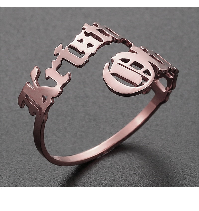 Personalized Name Rings Custom 17 Font Letter Adjustable Ring - NATASHAHS