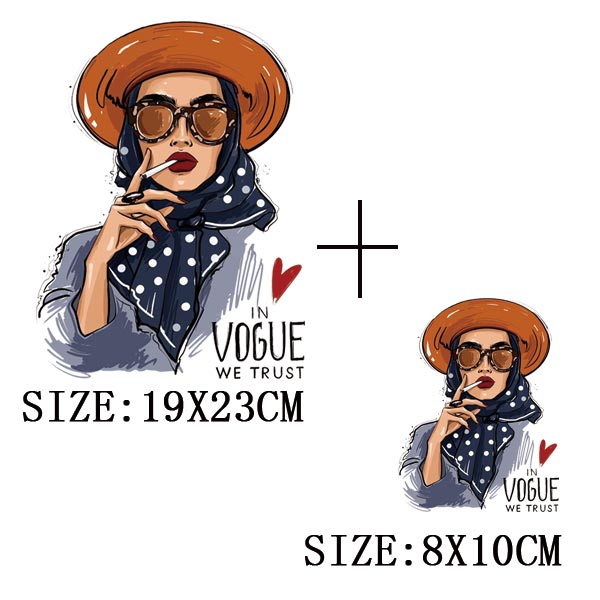 Fashion Lady Thermo Transfer Sticker On Clothes Vogue Girl Iron On Patches For Clothing DIY Washable T-shirt Clothes Sticker Set - NATASHAHS