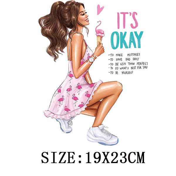 Fashion Lady Thermo Transfer Sticker On Clothes Vogue Girl Iron On Patches For Clothing DIY Washable T-shirt Clothes Sticker Set - NATASHAHS