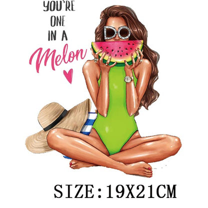 Fashion Lady Thermo Transfer Sticker On Clothes Vogue Girl Iron On Patches For Clothing DIY Washable T-shirt Clothes Sticker Set - NATASHAHS