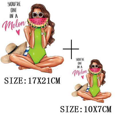 Fashion Lady Thermo Transfer Sticker On Clothes Vogue Girl Iron On Patches For Clothing DIY Washable T-shirt Clothes Sticker Set - NATASHAHS