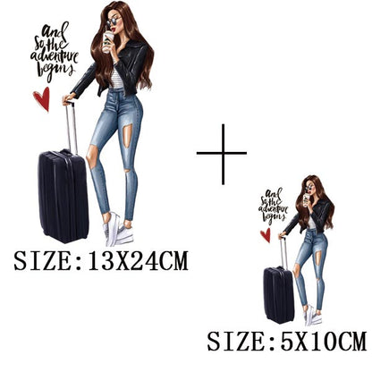 Fashion Lady Thermo Transfer Sticker On Clothes Vogue Girl Iron On Patches For Clothing DIY Washable T-shirt Clothes Sticker Set - NATASHAHS