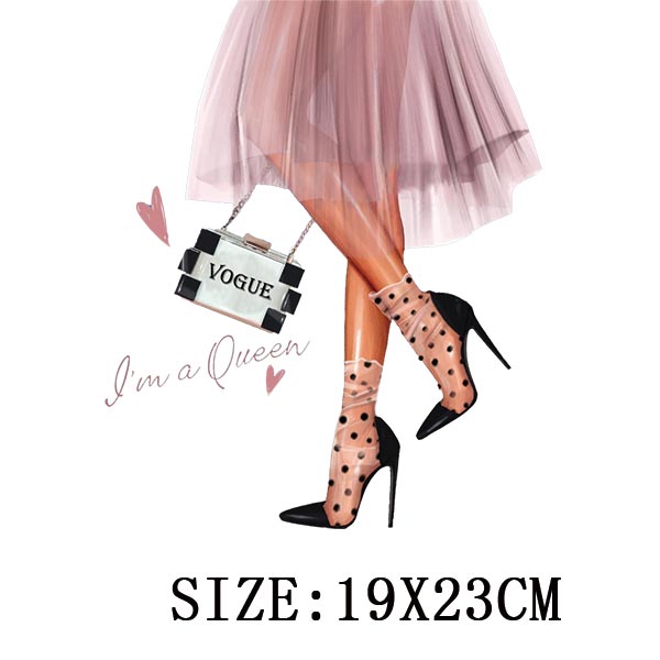 Fashion Lady Thermo Transfer Sticker On Clothes Vogue Girl Iron On Patches For Clothing DIY Washable T-shirt Clothes Sticker Set - NATASHAHS