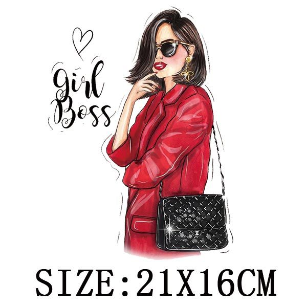 Fashion Lady Thermo Transfer Sticker On Clothes Vogue Girl Iron On Patches For Clothing DIY Washable T-shirt Clothes Sticker Set - NATASHAHS