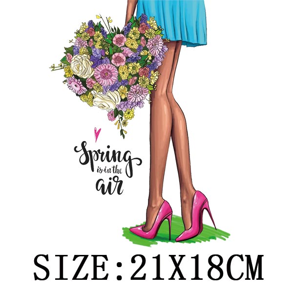 Fashion Lady Thermo Transfer Sticker On Clothes Vogue Girl Iron On Patches For Clothing DIY Washable T-shirt Clothes Sticker Set - NATASHAHS