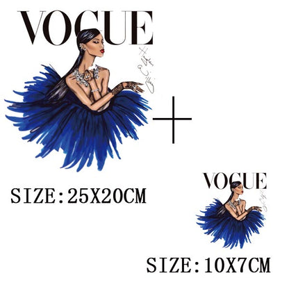 Fashion Lady Thermo Transfer Sticker On Clothes Vogue Girl Iron On Patches For Clothing DIY Washable T-shirt Clothes Sticker Set - NATASHAHS