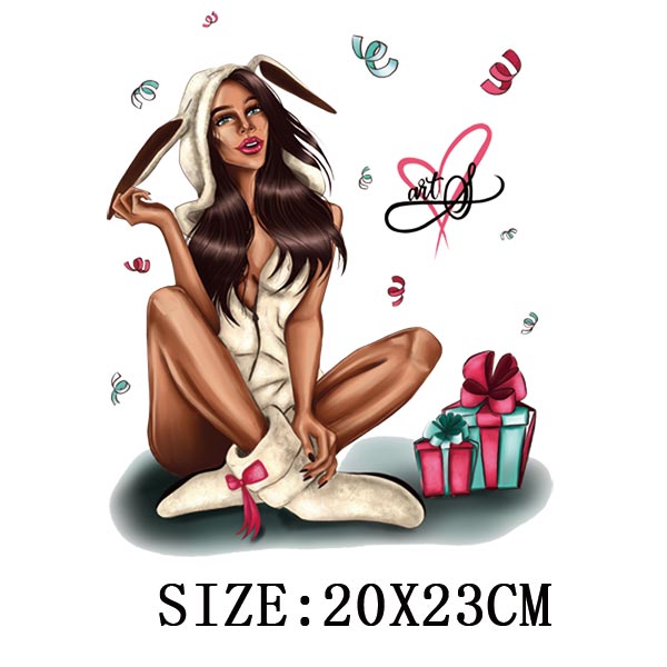 Fashion Lady Thermo Transfer Sticker On Clothes Vogue Girl Iron On Patches For Clothing DIY Washable T-shirt Clothes Sticker Set - NATASHAHS