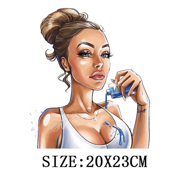 Fashion Lady Thermo Transfer Sticker On Clothes Vogue Girl Iron On Patches For Clothing DIY Washable T-shirt Clothes Sticker Set - NATASHAHS