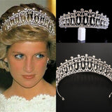 Vintage Silver Plated Queen Princess Diana Crown Crystal Pearl Diadem For Bridal Hair Accessories Bride Headbands Tiara De Noiva - NATASHAHS