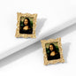 Mona Lisa Head Portrait Landscape Alloy Earrings - NATASHAHS