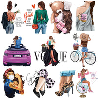 Iron On Patches for Clothing Fashion Girl Thermal Sticker On Clothes DIY A-level Washable Beauty Girl Patches Clothes Appliqued - NATASHAHS