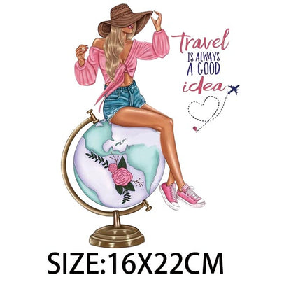 Iron On Patches for Clothing Fashion Girl Thermal Sticker On Clothes DIY A-level Washable Beauty Girl Patches Clothes Appliqued - NATASHAHS