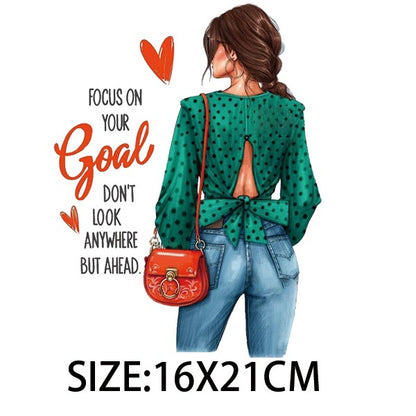 Iron On Patches for Clothing Fashion Girl Thermal Sticker On Clothes DIY A-level Washable Beauty Girl Patches Clothes Appliqued - NATASHAHS
