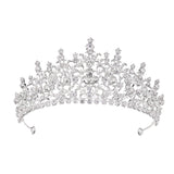 Baroque Silver Color Crystal Flower Bridal Tiaras Crown Rhinestone Pageant Diadem Bride Headband Wedding Hair Accessories Bijoux - NATASHAHS