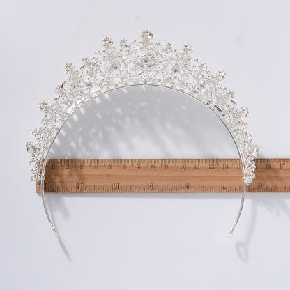 Baroque Silver Color Crystal Flower Bridal Tiaras Crown Rhinestone Pageant Diadem Bride Headband Wedding Hair Accessories Bijoux - NATASHAHS