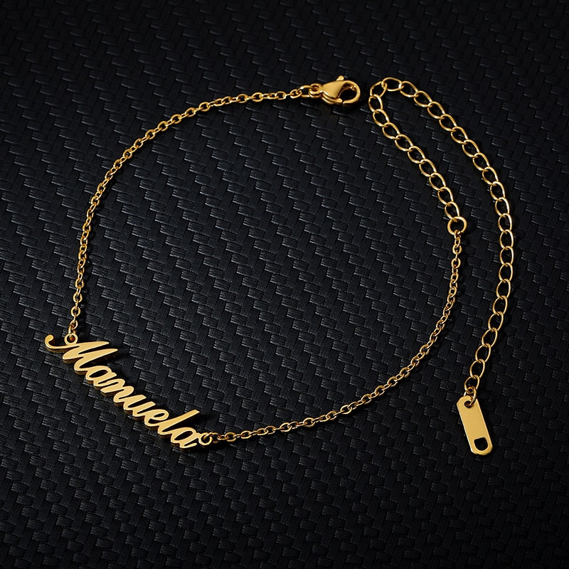 Personalized Custom Name Anklets For Women Gold Silver Color Stainless Steel Foot Chain - NATASHAHS