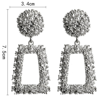 Natashahs Vintage Earrings Large for Women Statement Earrings Geometric Gold Metal Pendant Earrings Trend Fashion Jewelry - NATASHAHS