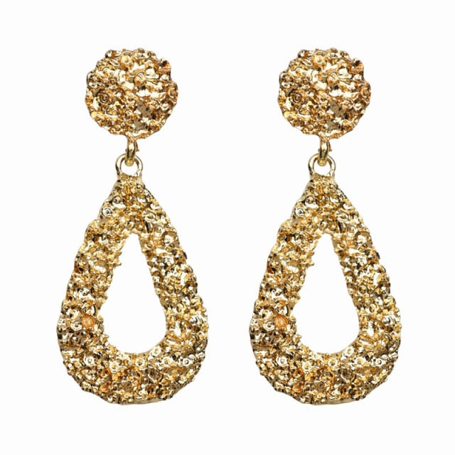 Natashahs Vintage Earrings Large for Women Statement Earrings Geometric Gold Metal Pendant Earrings Trend Fashion Jewelry - NATASHAHS